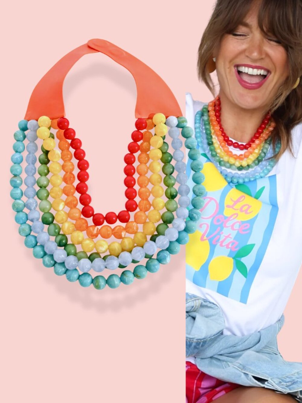 Rainbow Bib Beaded Layered Statement Necklace Magnetic Faux Leather Collar NEW